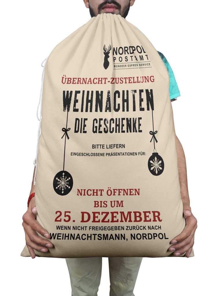 Printtoo Большая холщовая сумка на шнурке, рождественские мешки, подарочный мешок Санты, индивидуальный подарок на вечеринку, 2 шт., 27x20 дюймов