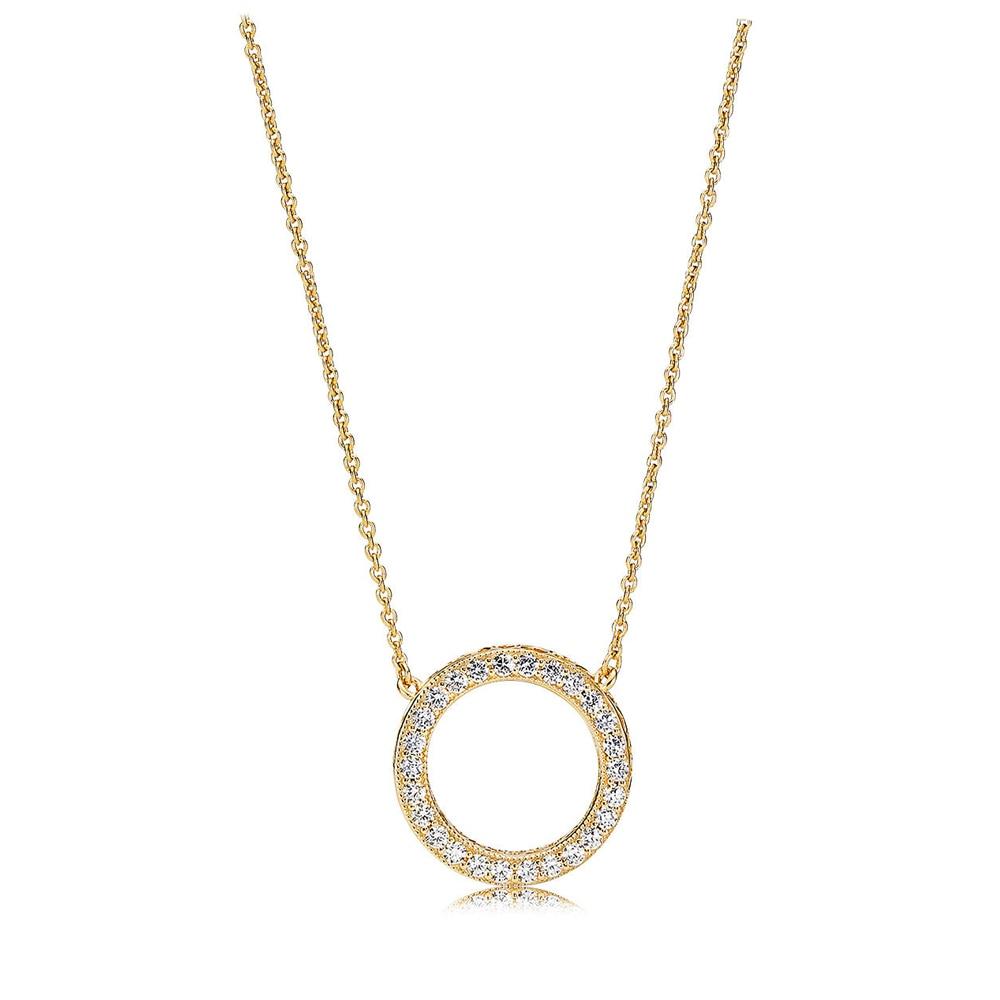 925 Sterling Silver Pan Model Hearts of Winter Forever Vintage Allure Fairytale Tiara Glamour Necklace for Women