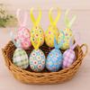 24Pcs Multicolor Easter Egg Ornaments Cute DIY Craft Foam Easter Eggs Decorative Hanging Ropes Hanging Ornaments Kids Gifts