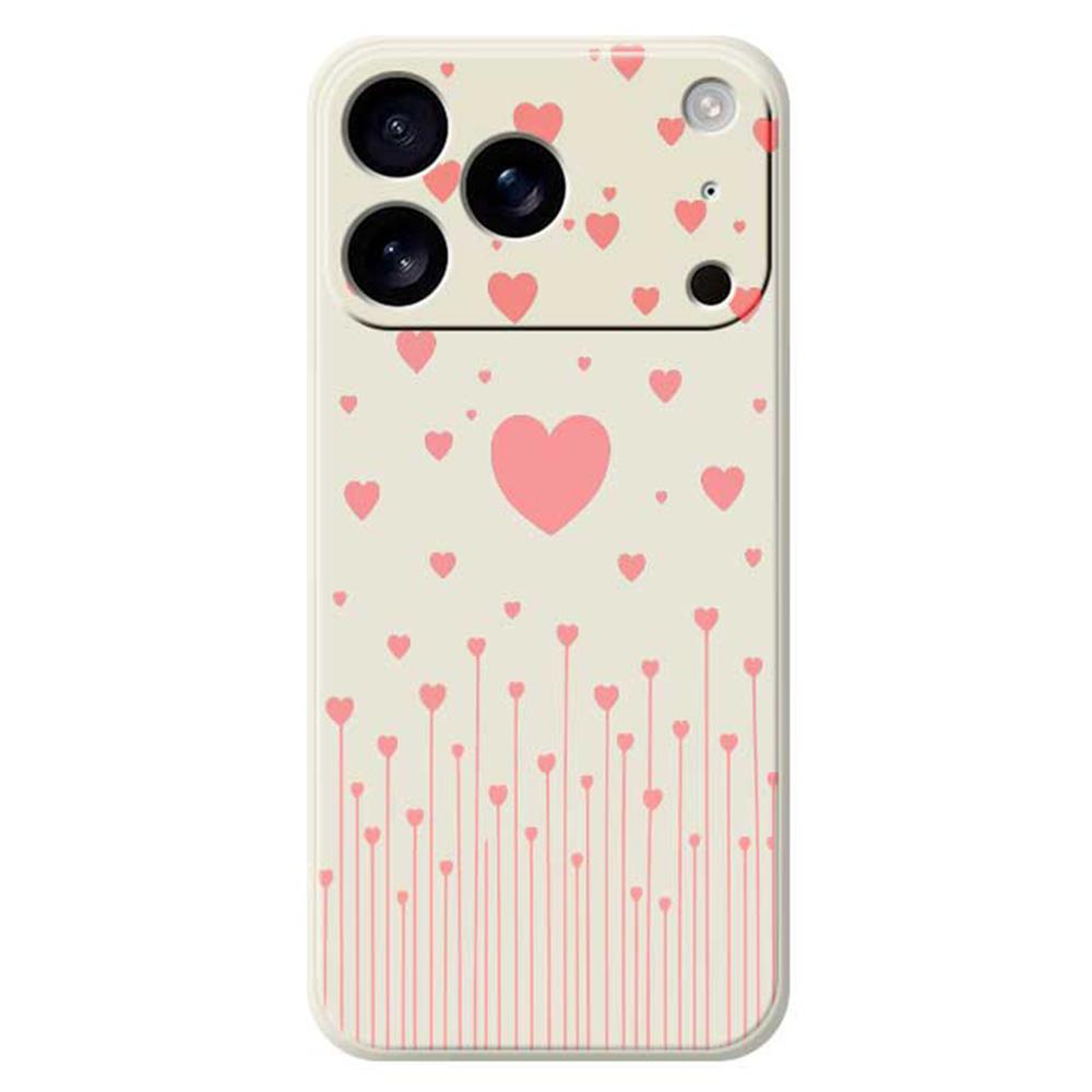 For iPhone 17 Pro Case Pink Love Pattern Printing Straight Edge TPU Phone Back Cover
