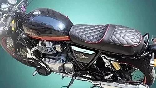 Полная сборка сиденья Черная с красной окантовкой Подходит для Enfield Interceptor 650