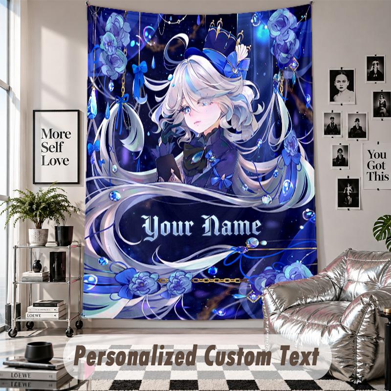 Custom Tapestry Wall Hanging, Genshin Impact Personalized Name Text Home Wall Decor