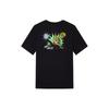 Cartoon Sun Hand Print Letter Graphic Round Neck Short Sleeve T-Shirt Men Tops Black DV3189-010
