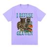 I Refuse To Tolerance Gluten TShirt Funny Raccoon Gluten Free Retro Meme Graphic T Shirt Unisex Women Cute Style Short Sleeve Tees