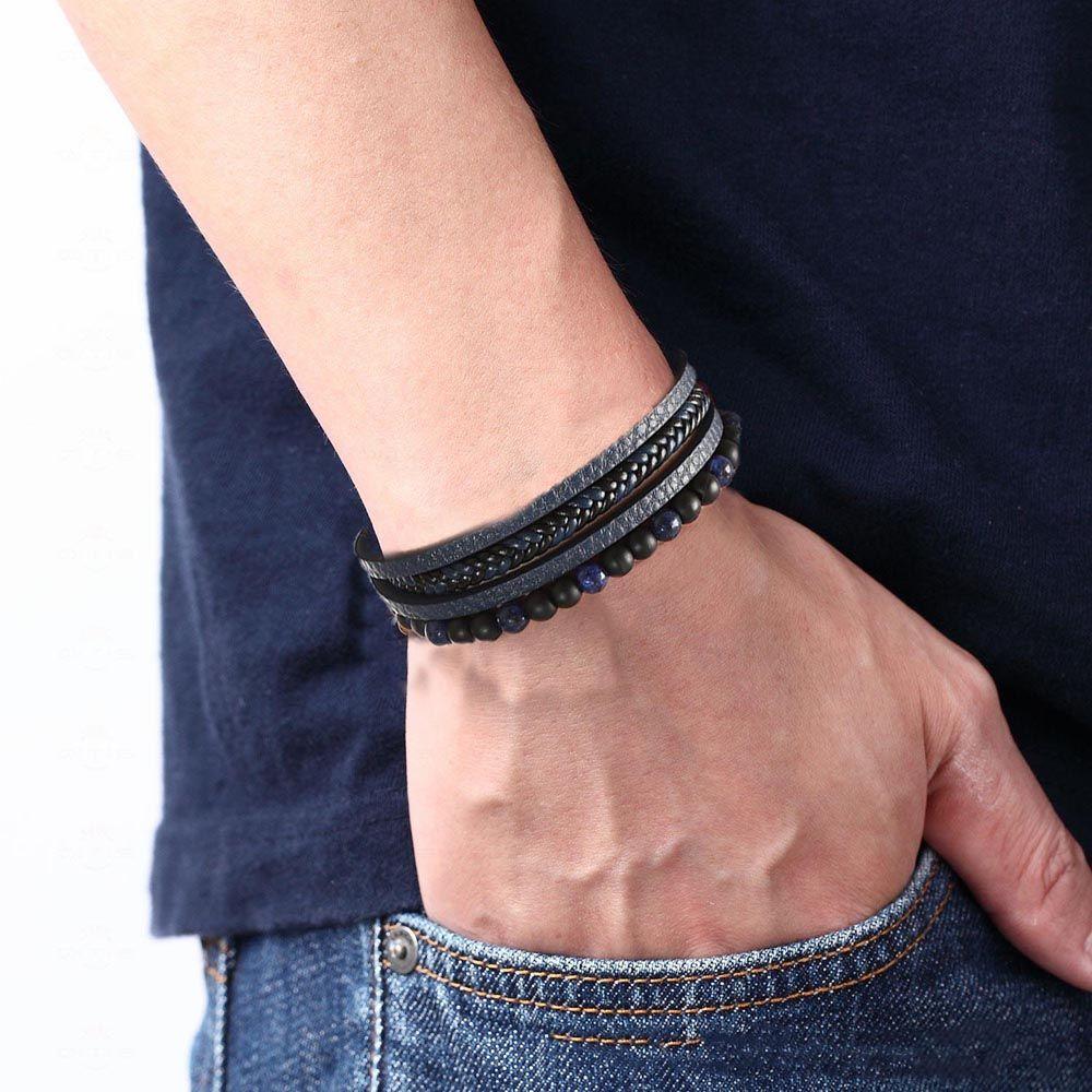 Elegant For Women Magnet Bohemia Leather Men Bracelets Beaded Wristband Korean Bangles