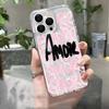 Романтичный Розовый Текст Amore-Любовь Чехол для Телефона Для IPhone 16 12 13 11 14 15 Pro Max 17 Plus Силиконовый Легкий Мягкий TPU Чехол