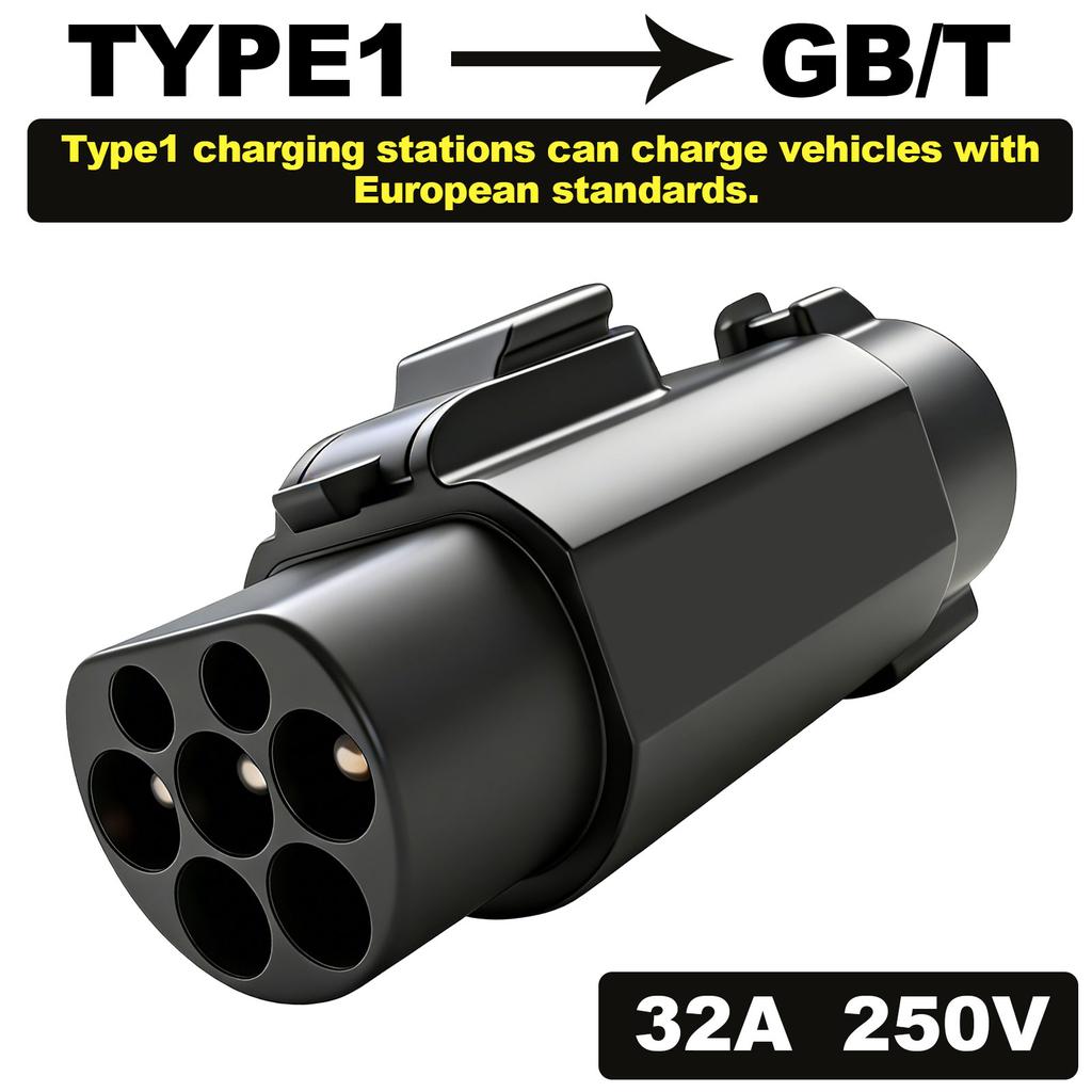 Адаптер J1772 на GBT AC 250V 32A Тип 1 на GB/T Адаптер для зарядки электромобилей с кнопкой защиты от падения Портативное зарядное устройство для электромобилей