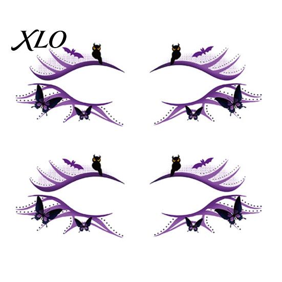 Removable Face Tattoo Stickers 2 Pairs Halloween Eye Stickers, Waterproof Temporary Decals with Water Transfer Skin Pumpkin Bat Spider Web, Easy Apply