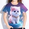 Детская одежда 3D-печать Кавайный рисунок Кошки Футболки с коротким рукавом Топы 2026 Детская одежда Девочки Мальчики Одежда от 2 до 8 лет