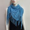 Elegant Women's Knitted Triangular Scarf Imitation Cashmeres Warm Winter Shawl Ponchos with Stylish Fringes Accents