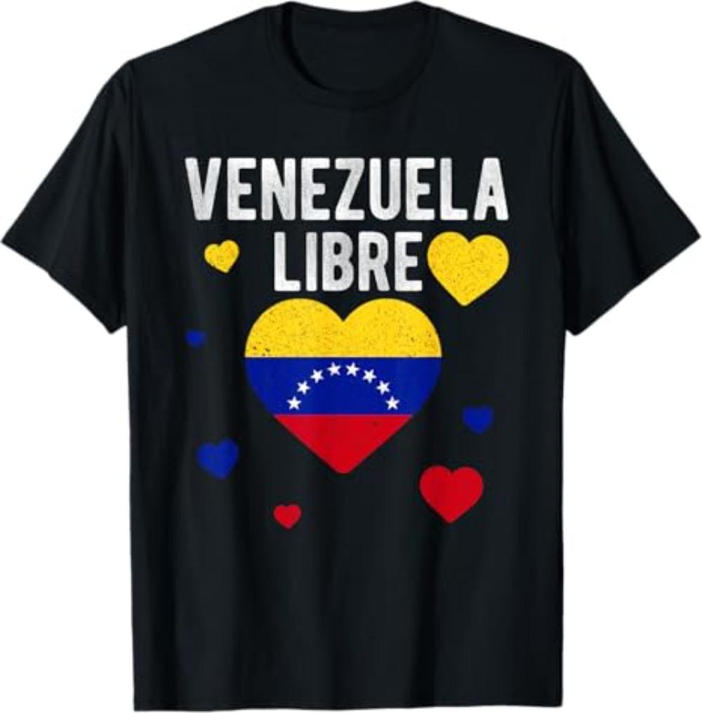 Venezuela Map 7 Stars Flag TShirt Woman Man Vintage Fashion Casual High Quality Cotton Printed Tshirt Outdoors Simple Style