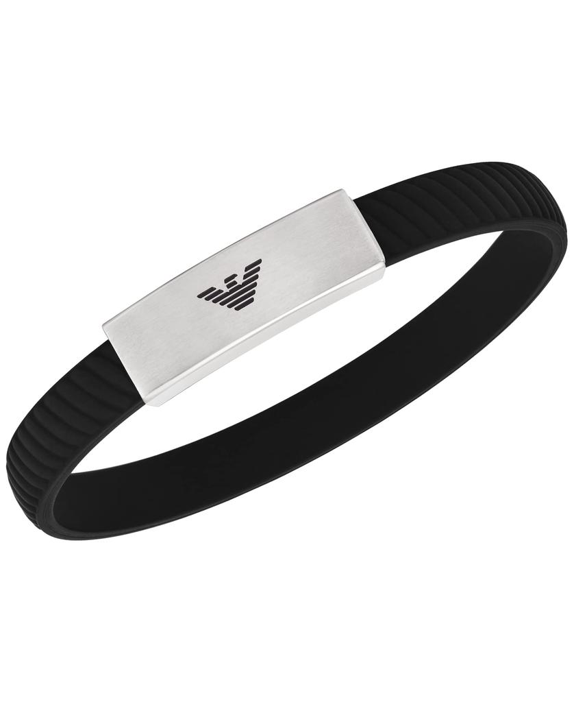 Emporio Armani Stainless Steel and Silicone ID Bracelet One Stainless Steel No Men's (Model EGS2996040), Size, Silicone, Gemstones.