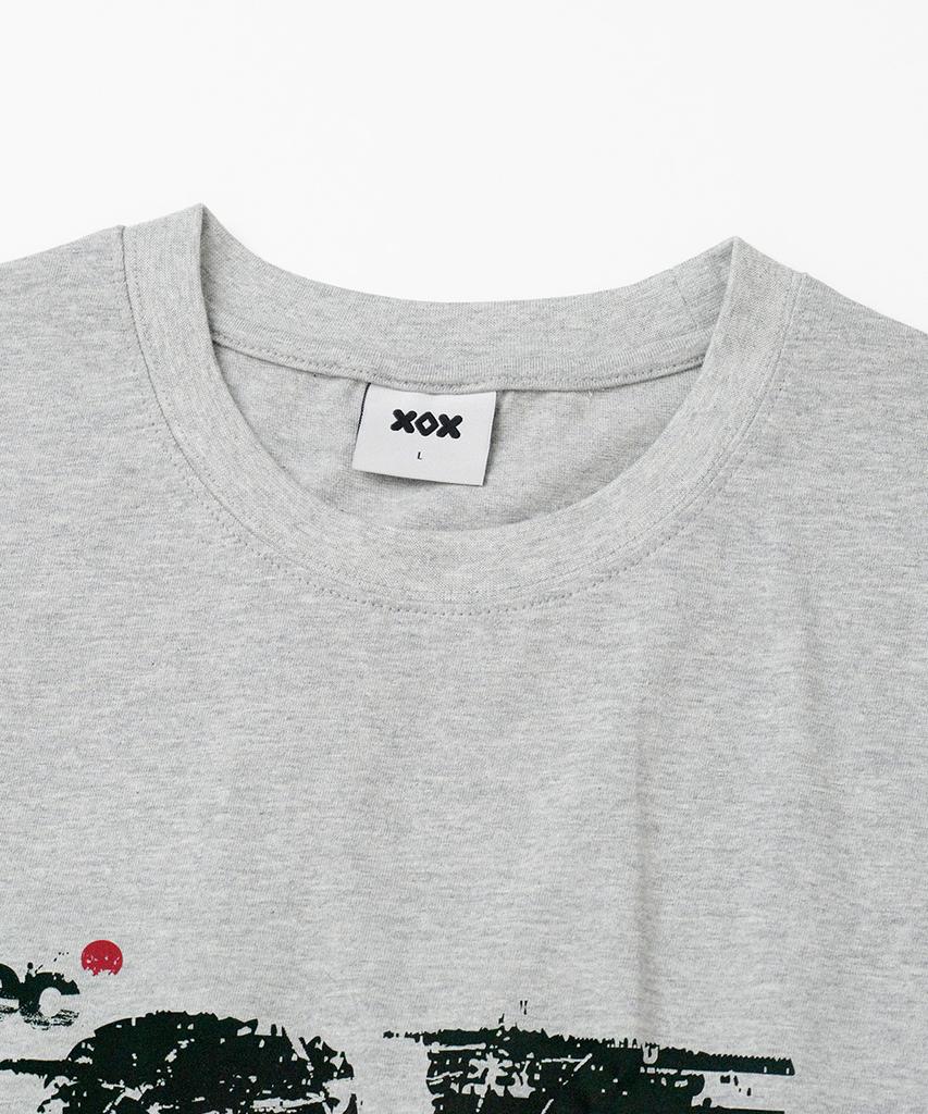 XOX Distorted Error Graphic Crop T-Shirt [M/Grey]
