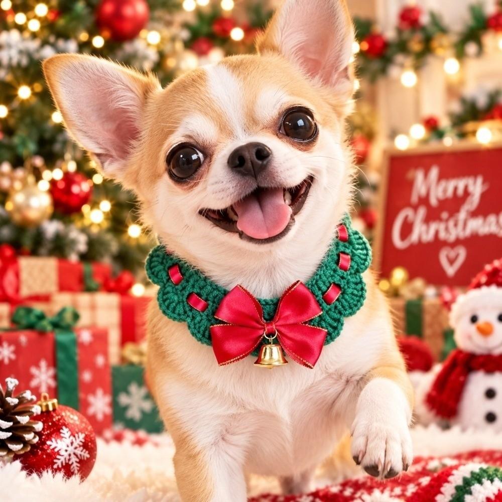Jingle Bell Cat Bell Collar Knitted Yarn Cute Santa Hat Pet Christmas Hat Pet Party