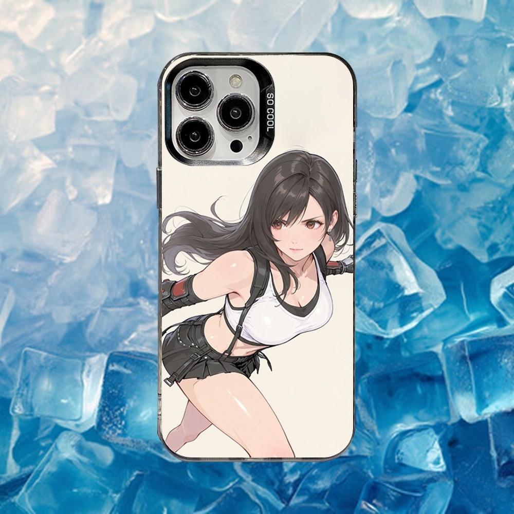 Чехол для телефона Game T-Tifa L-Lockhart для iPhone 16,15,14,13,12,11,Mini,Pro,SE,MAX Белый Матовый Ударопрочный Чехол