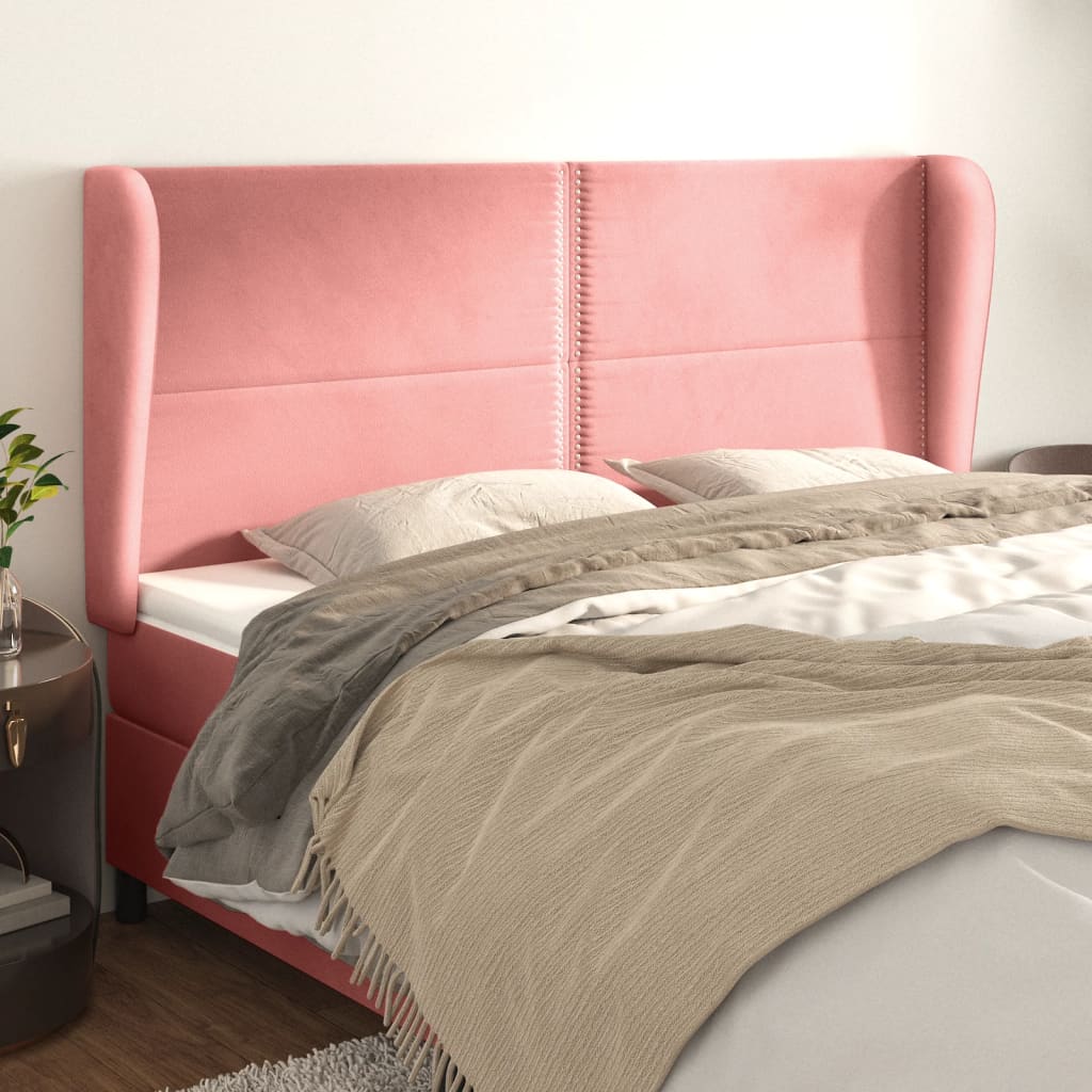 Headboard with Ears Pink 163 x 23 x 118 128 cm Velvet