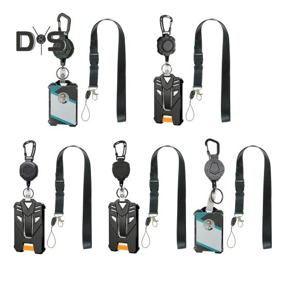 Card Cover Heavy Duty Retractable Badge Reel ID Badge Holder with Anti-lost Breakaway Lanyard Retractable Key Chain Carabiner Hard Shell Card Sleeve