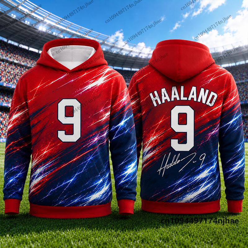 New Special Haaland #9 Print Hoodies For Children Autumn Long Sleeve Sportswear Football Pullover Sports Kids/Adult Tops