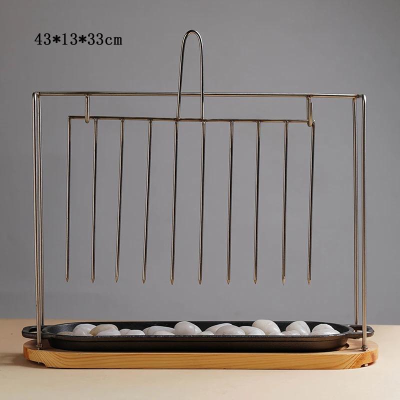 Шампуры для барбекю в западном стиле Итальянские шампуры и тарелки Подставка для шампуров из нержавеющей стали Креативные ресторанные шампуры