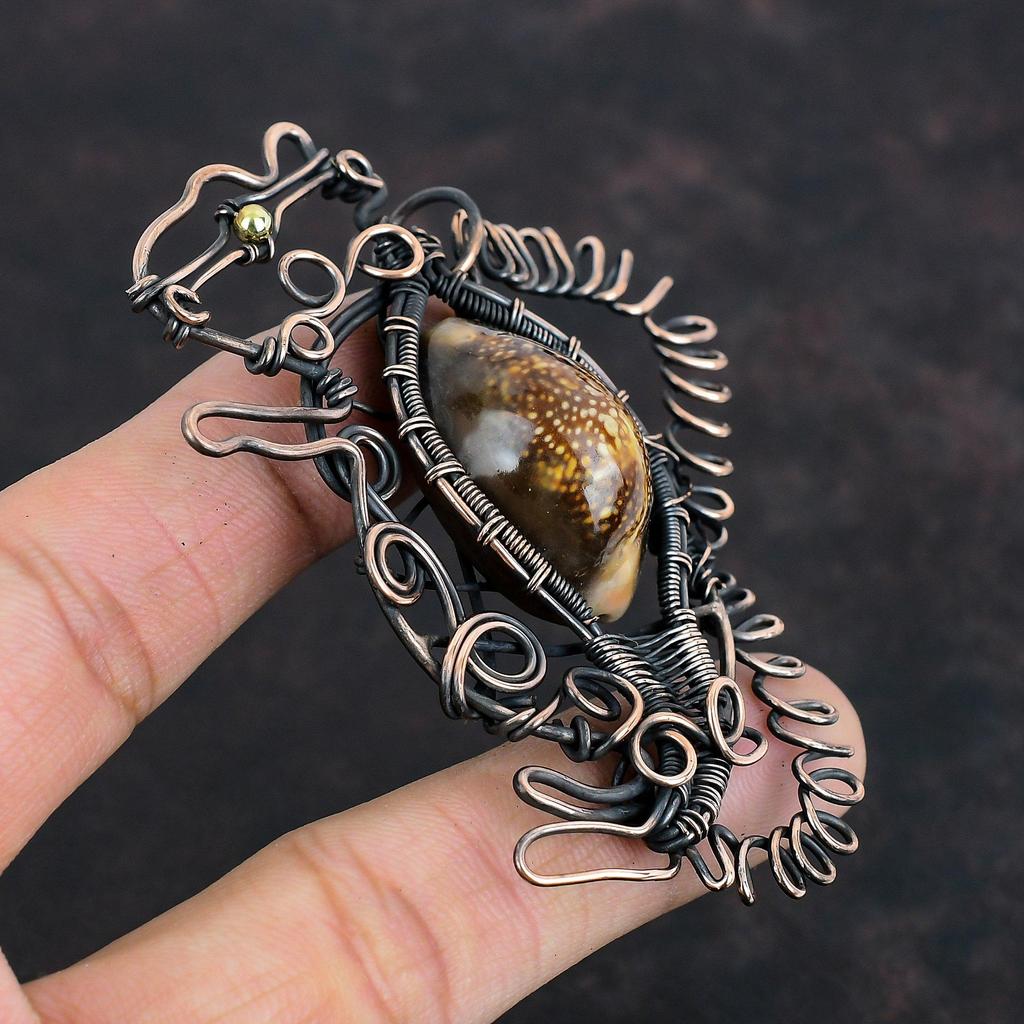 Подвеска из ракушки каури, медная проволочная обертка, подвеска с драгоценными камнями, подвеска в виде кролика, медная бижутерия ручной работы, совершенно новая подвеска, подарки для матери