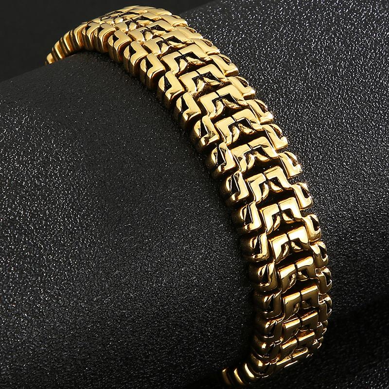 Роскошные мужские браслеты золотого цвета из однотонной нержавеющей стали, мужской браслет, Новое поступление, ремешок с ручками, ювелирные аксессуары
