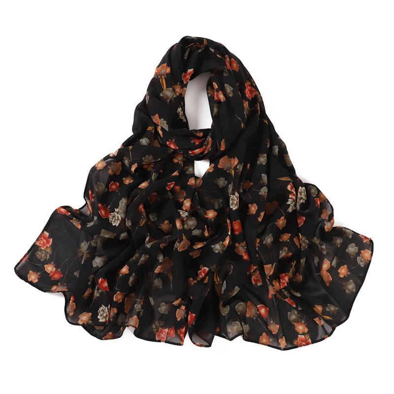 175*70см Шифоновый Хиджаб Новый Цветочный Принт Бабочки Длинный Шарф Шарф-обертывание Мусульманские Женские Хиджабы Шаль
