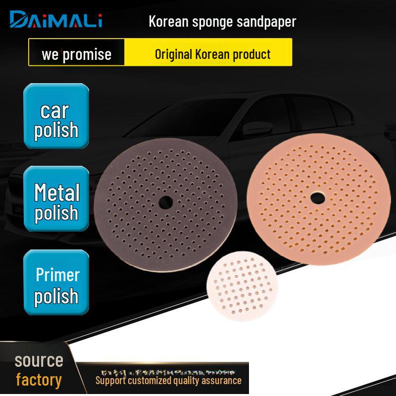 6-Inch Velour-Backed Flocking Sponge Sandpaper with 181 Holes for Car Polishing