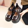 Туфли Мэри Джейн на толстой платформе и высоком каблуке в британском стиле, женские, весна 2025, новые, круглые французские туфли из кожи для детей