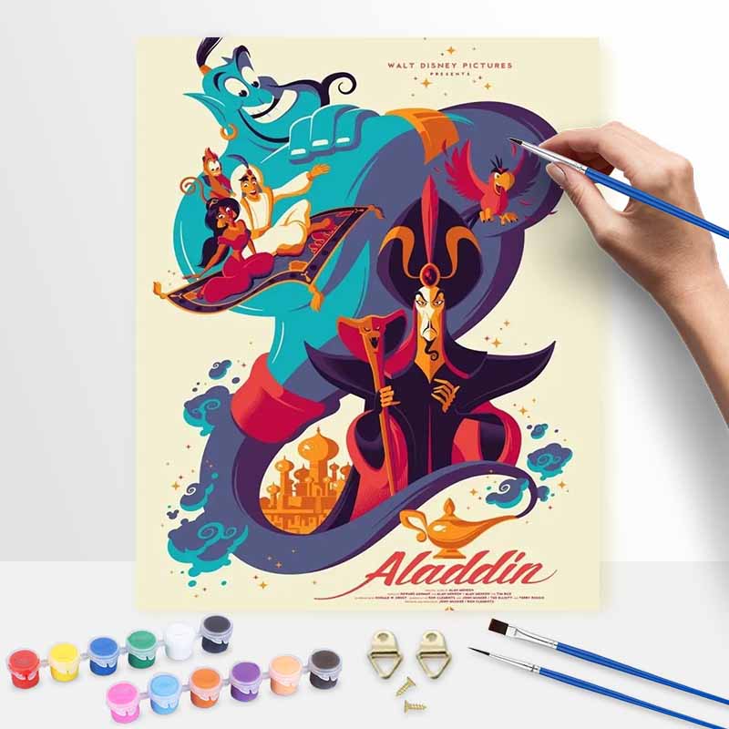 Disney DIY Aladdin Genie Oil Painting Art Painting Kit Home Wall Decor Handmade Gift Art Crafts Painting Set For Living Room Bedroom 130