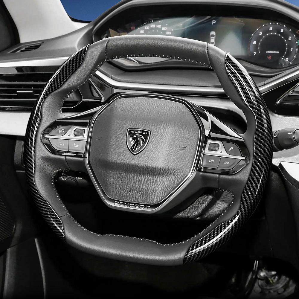 Suitable for Peugeot Carbon Fiber Texture Steering Wheel Cover with Segmented Quick-Release Design, Durable, for Models Such as 2 MM35