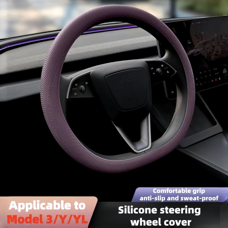 Универсальная силиконовая накладка на руль автомобиля для Tesla Model Y/YL/Model 3, противоскользящая, влагоотводящая, круглая/D-образная, подходит для всех S