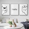Minimalist Modern Cartoon Cat Wall Art Poster Nortic Line Drawing Black and White Animal Canvas Painting Home Decoration