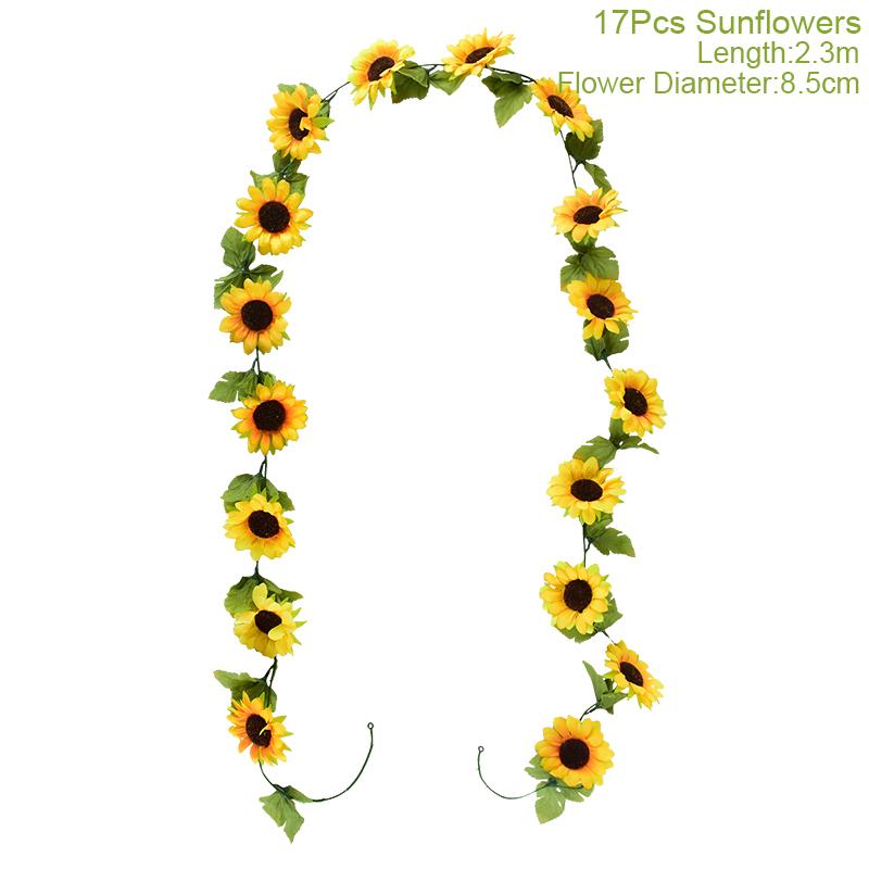 Искусственная лоза с цветками подсолнуха, шелковое искусственное растение, ротанговая гирлянда для свадебной арки, украшения для дома и сада, DIY настенный венок