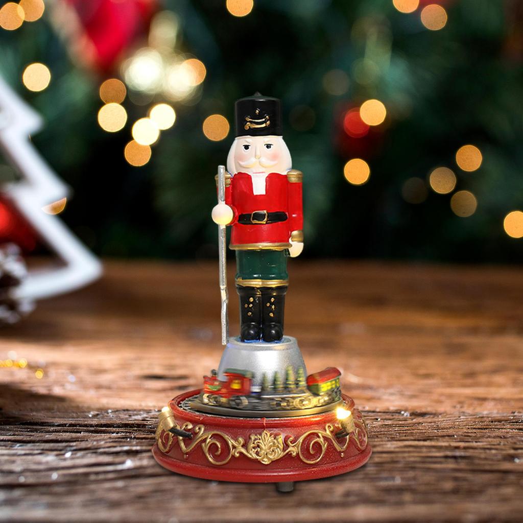 Christmas Nutcracker Statue with Light and Music for Shelf Indoor Bedroom