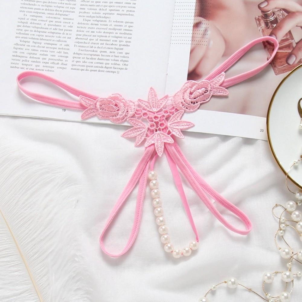 Low Waist Underwear for Women Embroidered Flower Thin Belt Thong Lace Underpants Home