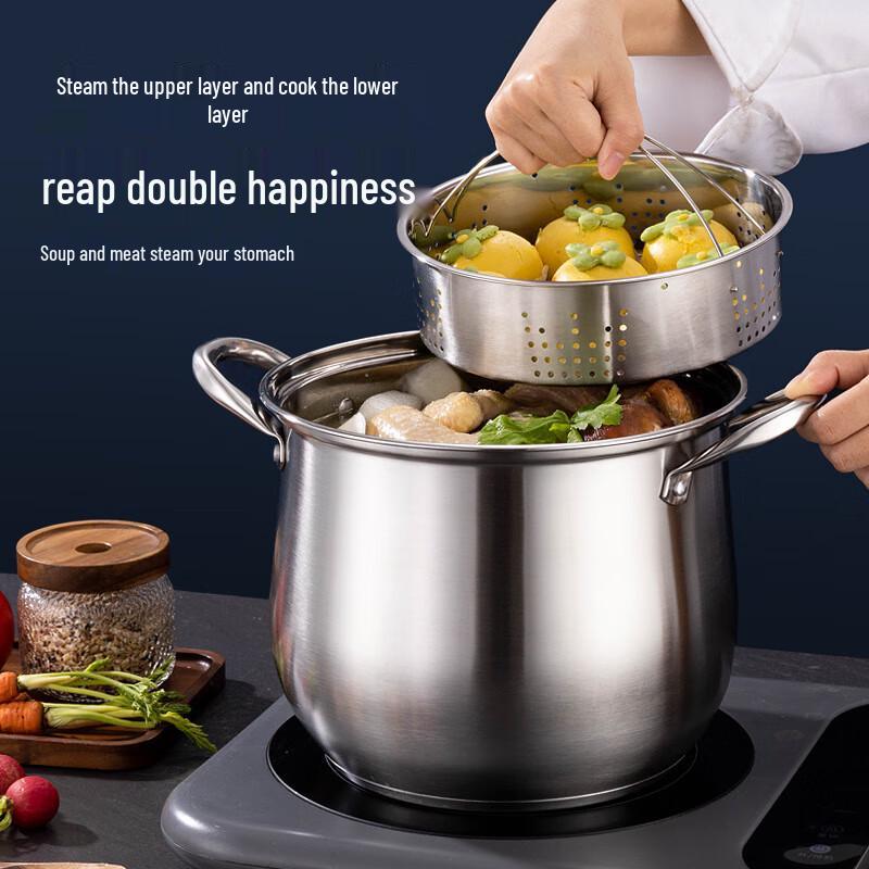 Triceratops 304 Stainless Steel Drum-Shaped Stock Pot