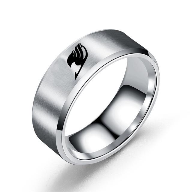 Bxzyrt Japanese Anime Fairy Tail Rings Tattoo Badge Enamel Cartoon Stainless Steel Ring Fashion Cosplay Jewelry for Women Men