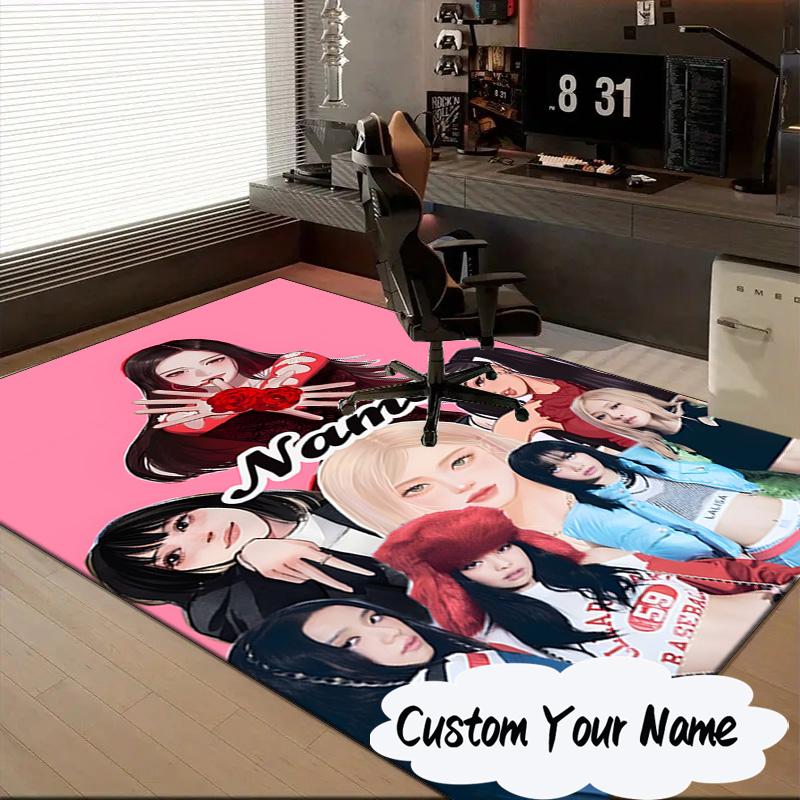 Custom Name Kpop Group Portrait Carpet, Chair Rug,Area Rug for Office Bedroom living rooms bedroom, Doormat decor Christmas fan gifts