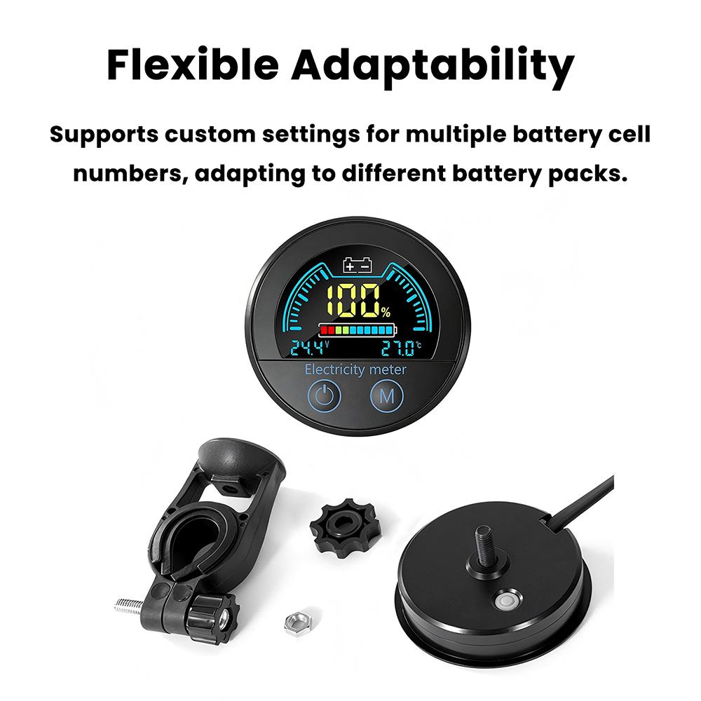 DC7-100V Digital Voltmeter Indicator 12V 24V 36V 48V 72V Waterproof Voltage Tester Battery Capacity Indicator for Car Motorcycle