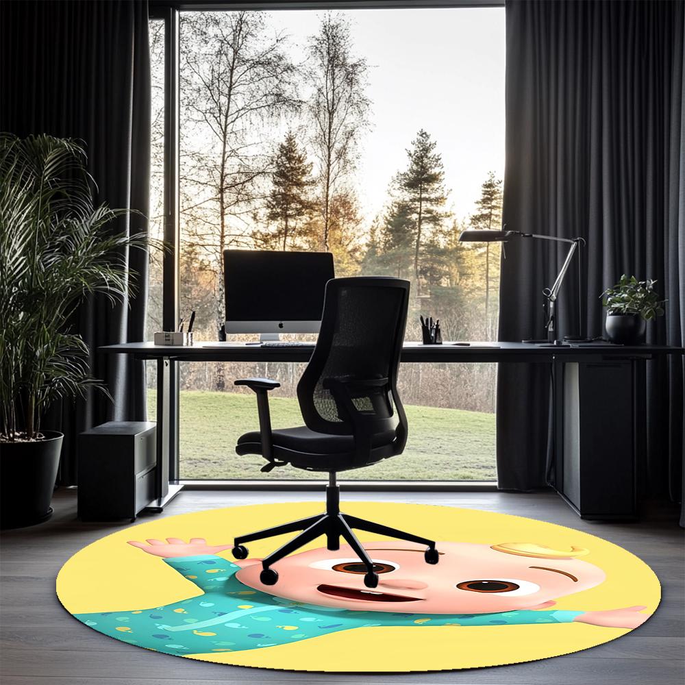 Cocomelon Printed Round Rug Carpet Chair Rug Area Rug Entryway Doormats,for Office Chair Living Room Bedroom Kitchen Room.