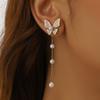 DIEYURO 316L Stainless Steell Colour Enamel Butterfly Pearl Pendant Necklace Earrings Set Lady New Waterproof Jewelry Gift Sets
