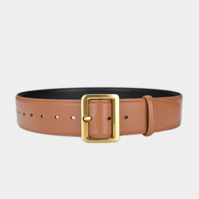 Женский ремень высокого качества из коровьей кожи, повседневный модельер, широкие ремни, женская люксовая брендовая юбка с пряжкой, однотонный ремешок LB2309