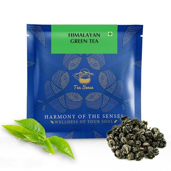 TEA SENSE Himalayan Green Tea | 15 Pc | Pyramid Tea Bags In Sealed Pouches | Sweet Aftertaste | Can Be Rebrewed