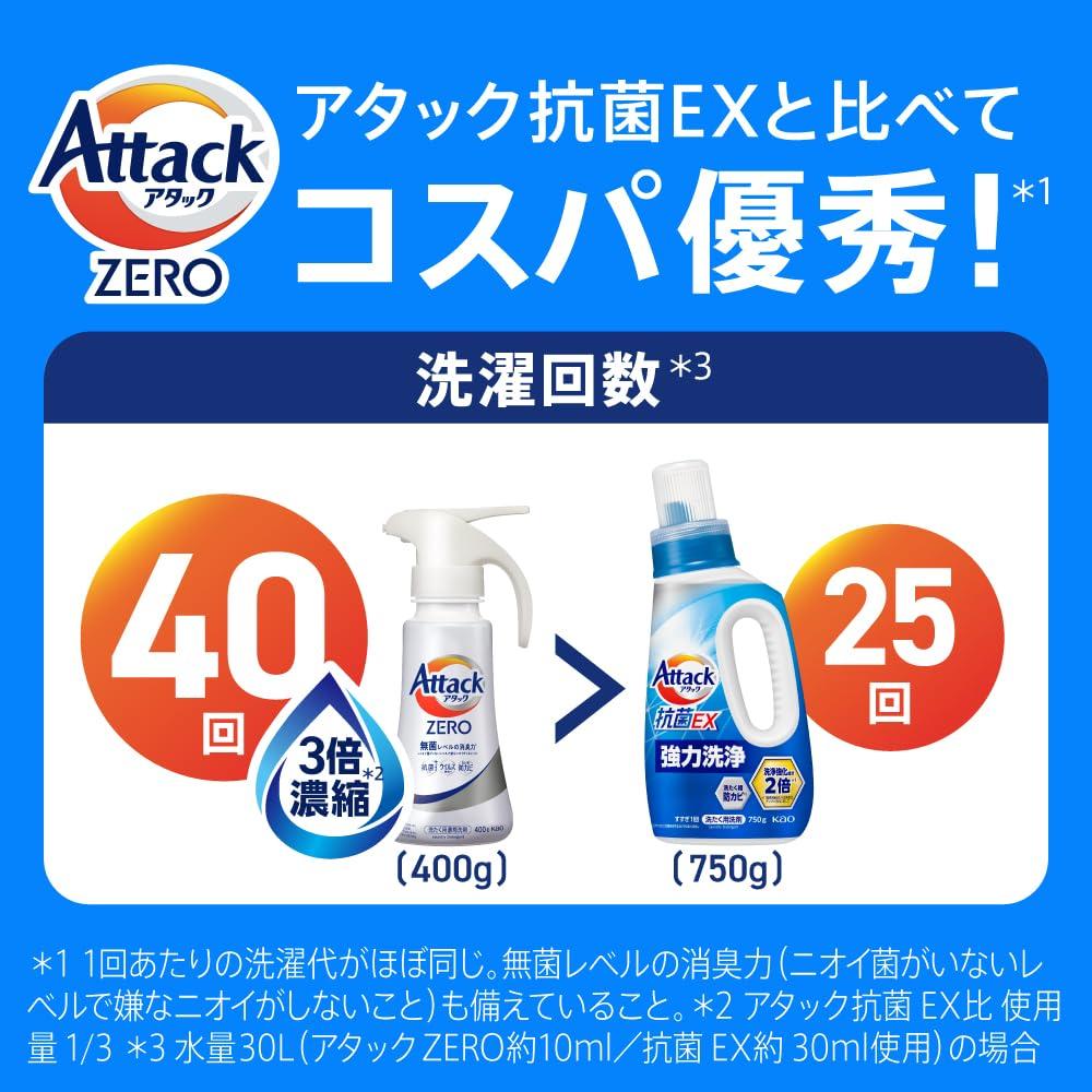 Attack ZERO: The most powerful cleaning liquid in the history of Attack. Bactericidal deodorizing power. Refill, 2100g.