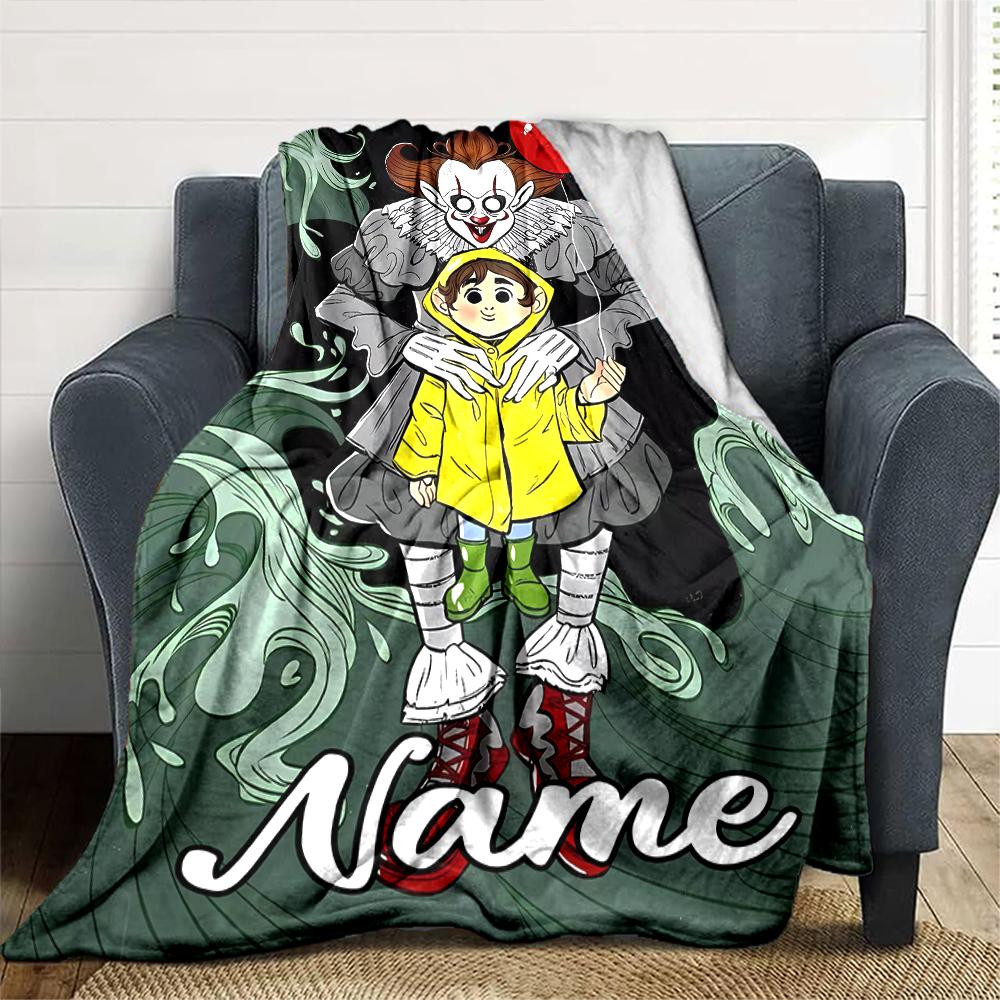 Customiz Name Personality Pennywise the Dancing Clown Blanket Soft &Warm Sofa Office Bed Travel Lunch Break Blanket, Gift Suitable All Seasons