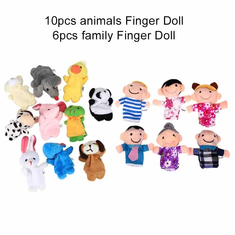 Набор пальчиковых кукол Детские мультяшные животные Плюшевые куклы Семейный ручной кукольный театр Тканевый театр Детские развивающие игрушки для детей TMZ