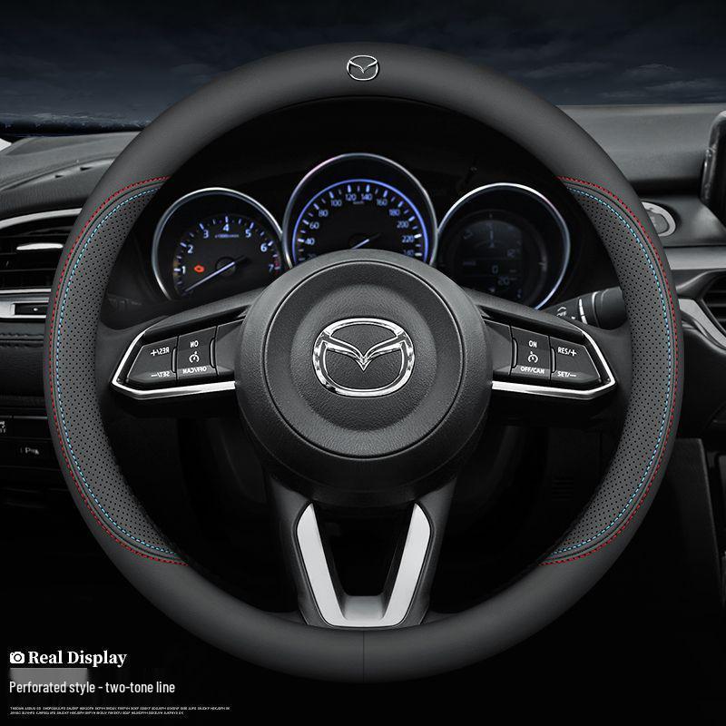 Оригинальная кожаная оплетка руля Mazda для 3, CX-5, Atenza, CX-4, 6 - Универсальная всесезонная.