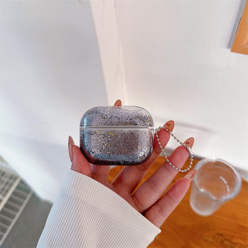 Блестящий чехол-крышка для наушников с эффектом 'жидкого песка' для AirPods Pro Para Airpod 4 3 2 Движущийся песок Чехол для наушников Жесткий корпус