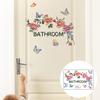 Bathroom Door Sticker Self-adhesive Wall Decals Beautiful Floral Butterfly Pattern