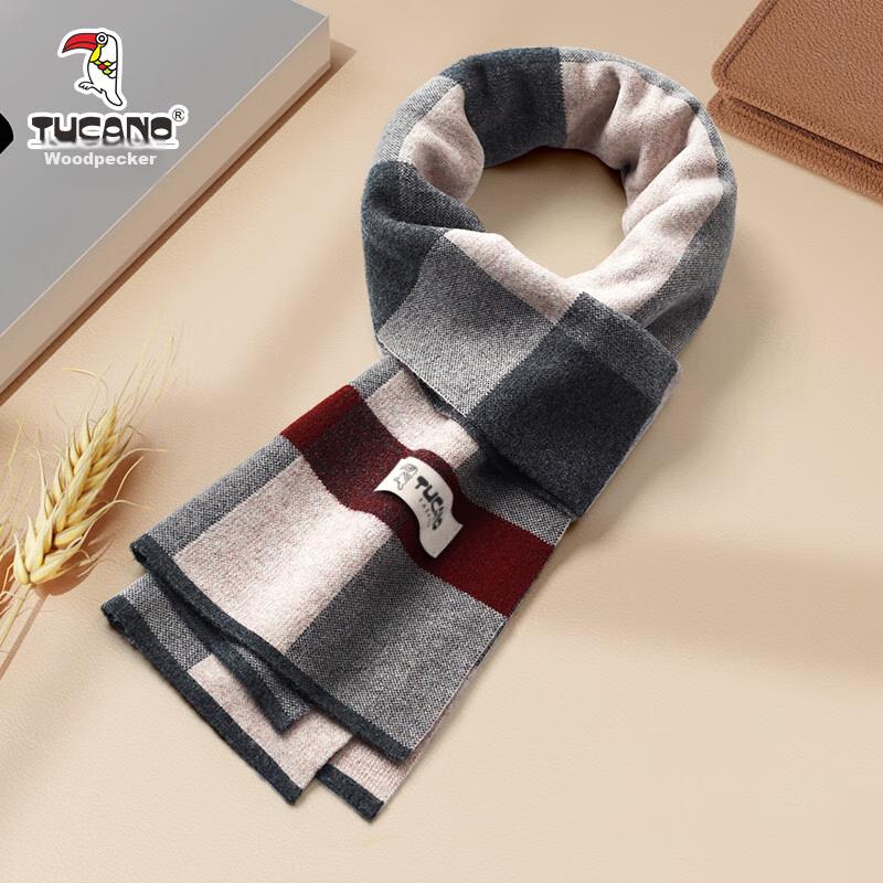TUCANO Pure Wool Scarf for Men, Winter High-End Neck Warmer, Luxurious Gift for Men And Fathers, New Year Birthday Gift Box